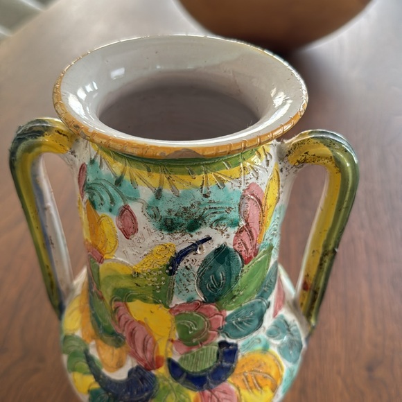 Vintage Italy Sgraffito Urn Vase Pottery Ceramic Italian. Signed. - Picture 5 of 6